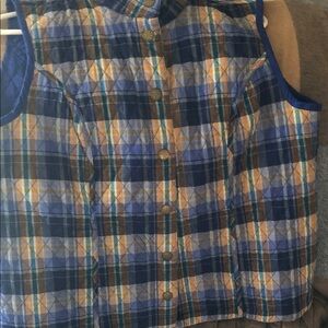 Ladies reversible Quilted Vest Christopher and Banks (royal blue/matching plaid)